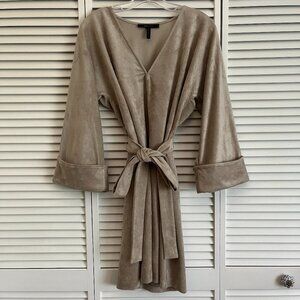 BCBG MAXAZRIA Belted Faux-Suede Mini Dress tan women’s medium